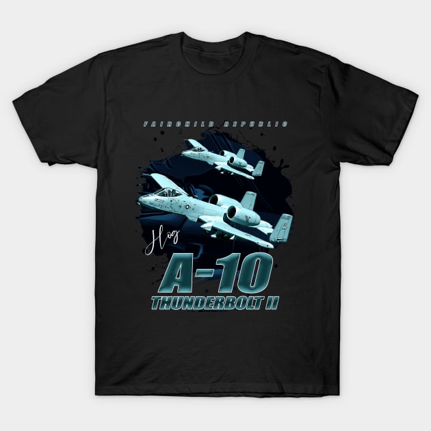 Fairchild A-10 Thunderbolt II Warthog Fighterjet T-Shirt by aeroloversclothing